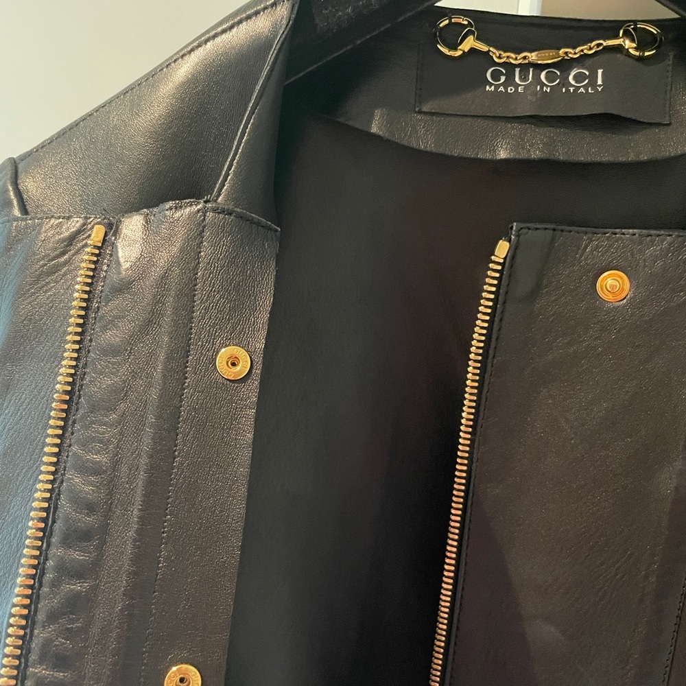 GUCCI Leather black jacket, size IT38, XS